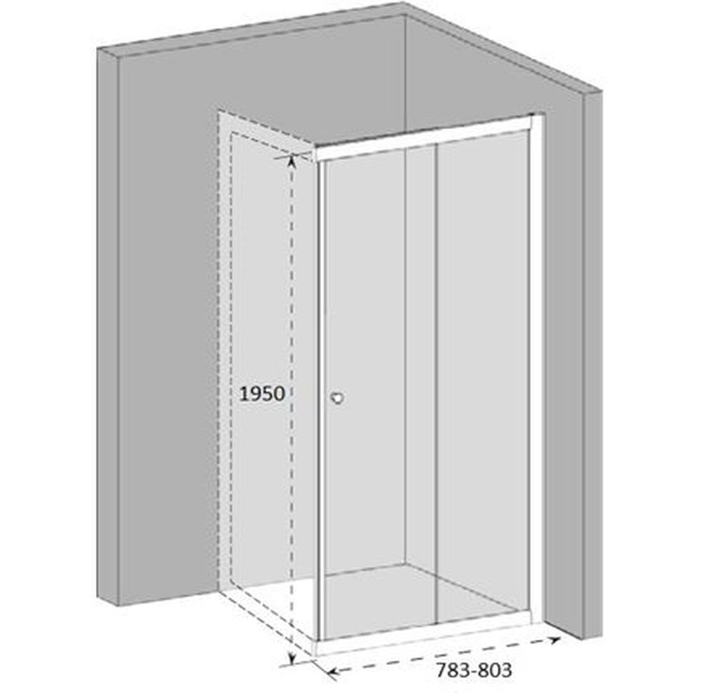 Sprchový kout 80x195 cm Riho LUCERNA, díl s dveřmi, sklo čiré