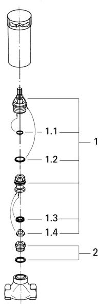 Spodní díl podomítkového ventilu Grohe DN15 s přípojným šroubením DN 15