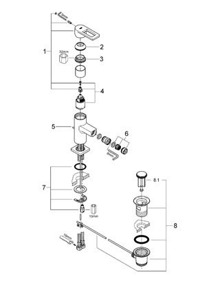 Bidetová páková baterie Grohe QUADRA DN15, chrom