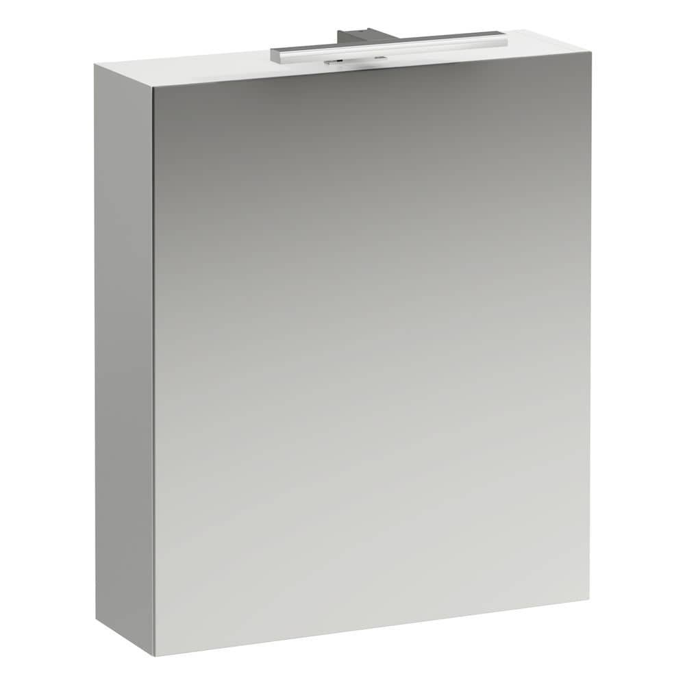 Zrcadlová skříňka 60x70 cm Laufen BASE, panty vlevo, osvětlení LED, zásuvka IP 44, bílá lesk