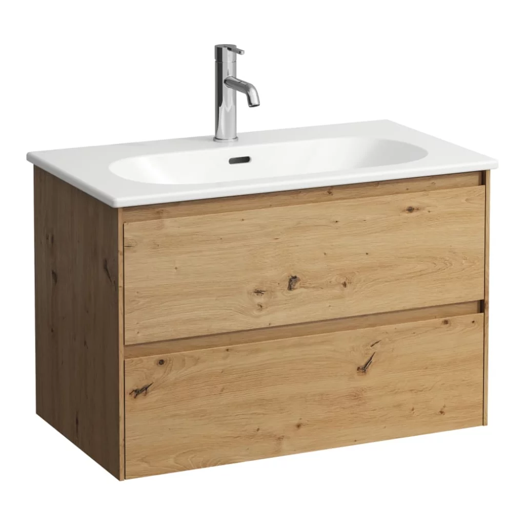 Skříňka s umyvadlem 80 cm Laufen LANI, 2 zásuvky, divoký dub