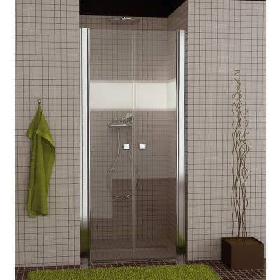 Sprchové dveře dvoukřídlé 100x195 cm SanSwiss SWING-Line, sklo čiré, aluchrom
