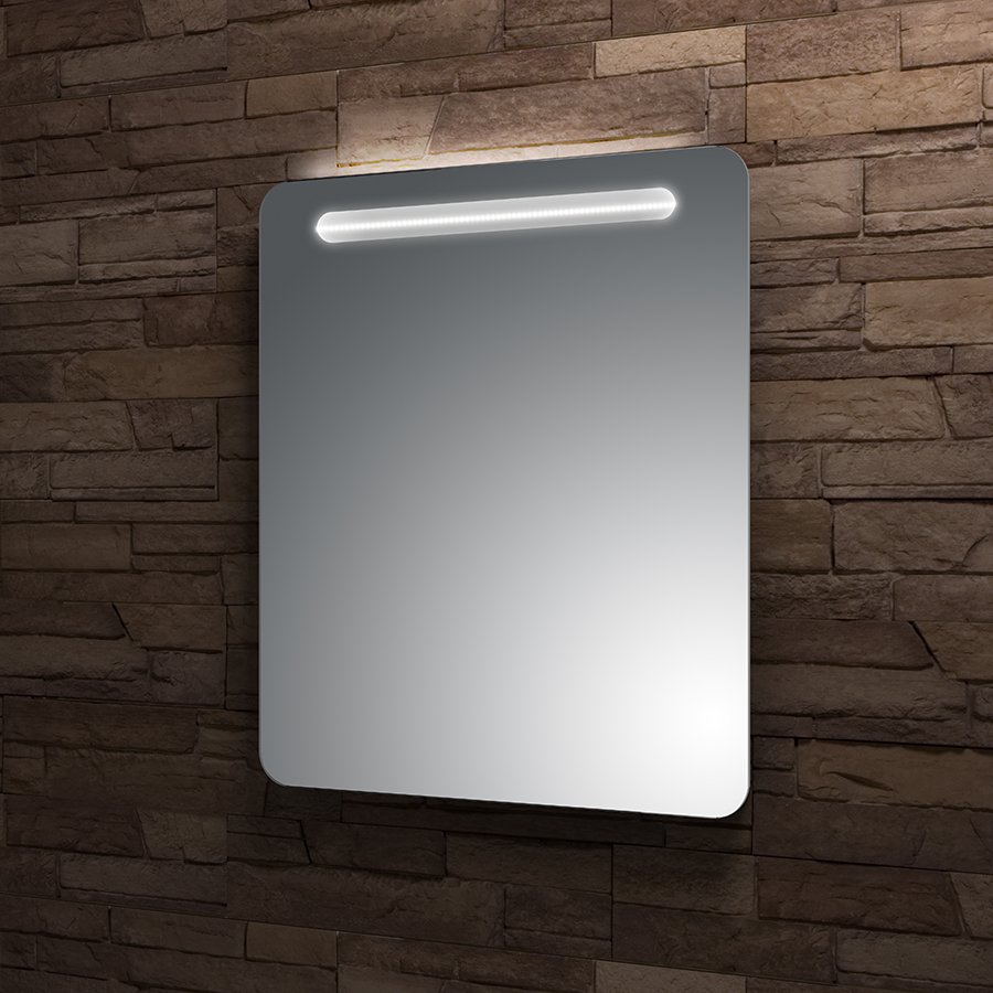Zrcadlo 50x70 cm Santech Allianz STRIPE LED osvětlení, bez vypínače, oblé rohy, horní osvětlení