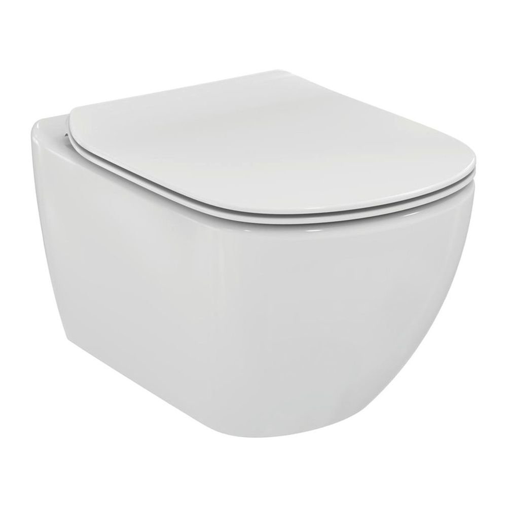 Závěsné WC 36x53 cm Ideal Standard TESI Rimless, SoftClose sedátko, vodorovný odpad, bílá
