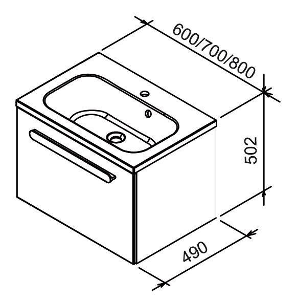 Skříňka pod umyvadlo CHROME SD 600 Ravak s vysokou zásuvkou, bílá/bílá