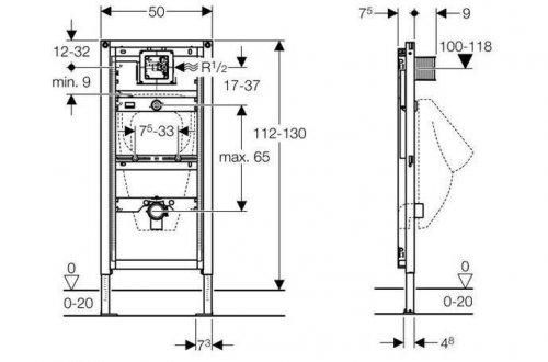 Duofix Universal pro pisoár Geberit, výška 112-130 cm preview