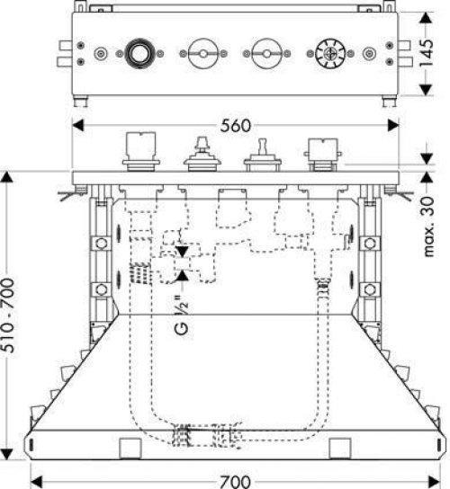 Hansgrohe Základní těleso ke čtyřotvorové armatuře s termostatem na okraj vany preview
