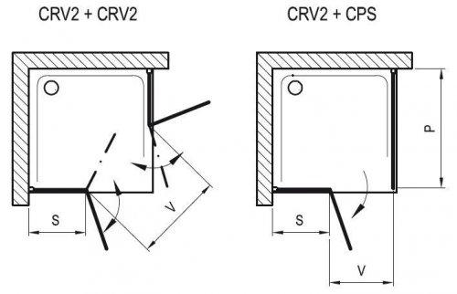 Sprchové dveře dvoudílné CRV2-90 se vstupem z rohu Transparent Ravak CHROME, bílá preview