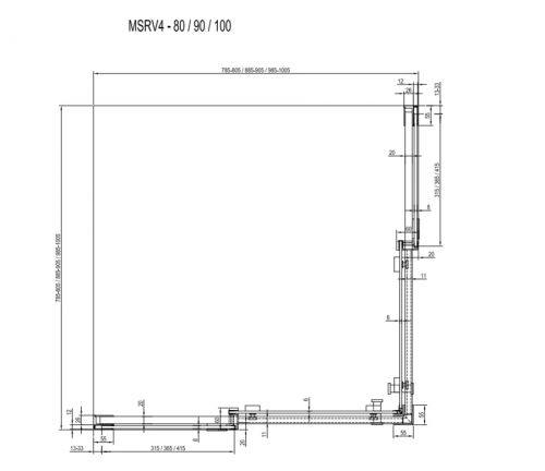 Sprchový kout čtyřdílný MSRV4-100/100 Transparent Ravak MATRIX, bílá preview