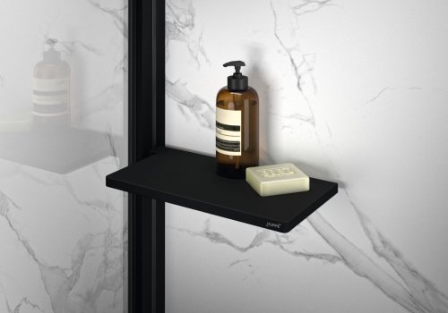 Select+ Tablet, elegantní polička do sprchového koutu, HÜPPE, s uchycením do rámu, Black Edition preview