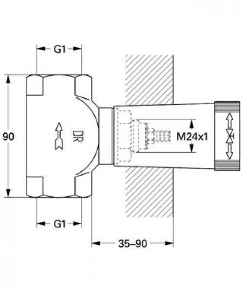 Spodní díl podomítkového ventilu Grohe DN25 s přípojným šroubením DN 25 preview