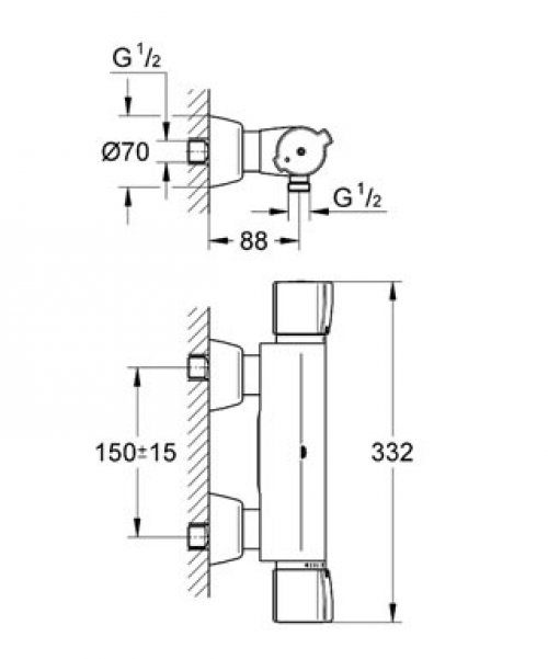 Termostatická sprchová baterie Grohe GROHTHERM 2000 Special nástěnná, prodloužená DN 15, chrom preview