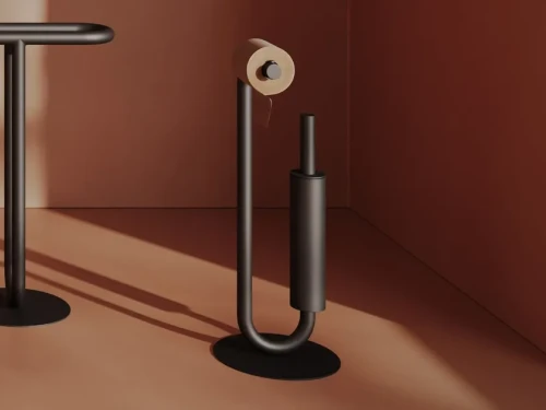 Vysoký držák toaletního papíru 68 cm Artceram BOLD, na podlaze stojící, kov, 56-Mokka preview