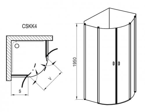 Sprchový kout čtvrtkruhový čtyřdílný CSKK4-80 Transparent Ravak CHROME, bílá preview