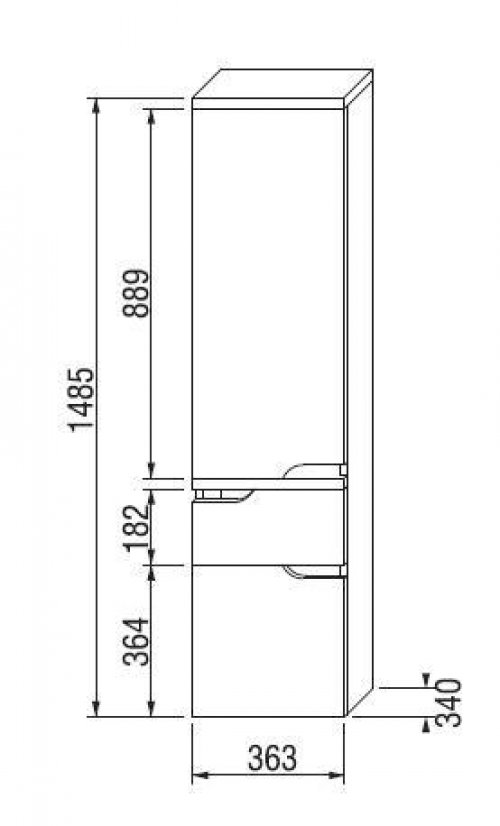Vysoká skříňka Jika MIO s levými dveřmi a 2 zásuvkami, bílá/bílá preview