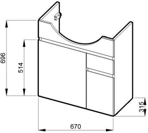 Skříňka pod umyvadlo 70 cm Jika LYRA s 2 dveřmi a zásuvkou, bílá/bílý lak preview