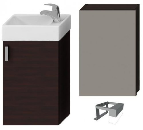 Skříňka s umývátkem 40 x 23,5 cm Jika PETIT s dvířky, zrcadlovou skříňkou a osvětlením, tmavý dub preview