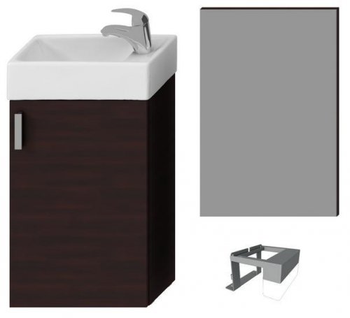 Skříňka s umývátkem 40 x 23,5 cm Jika PETIT s dvířky, zrcadlem a osvětlením, tmavý dub preview