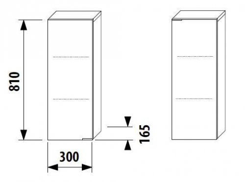 Závěsná skříň 30 x 81 cm Jika TIGO levé dveře, dvě skleněné police, creme preview