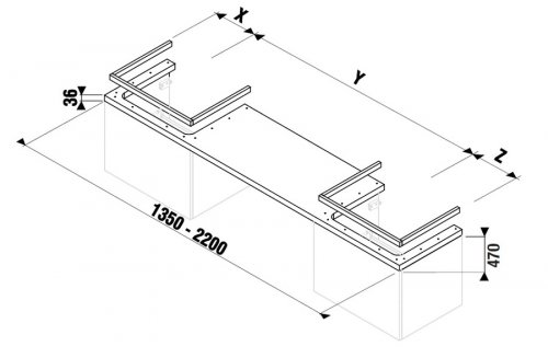 Umyvadlová deska 135-220 cm Jika CUBITO-N, 2 otvory, bez podpěr, bílá preview