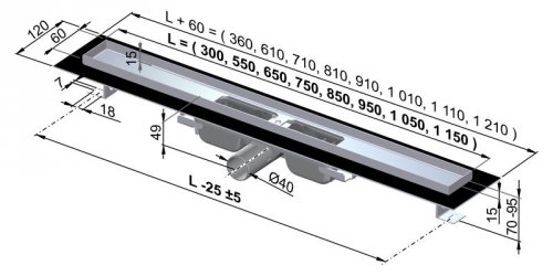 APZ101-750 Podlahový nerezový žlab snížený Alca s okrajem preview