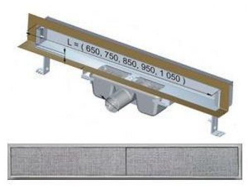 APZ5-TWIN-650 podlahový nerezový žlab AlcaPlast SPA kryt TWIN 700 mm bez okraje pro dlažbu preview
