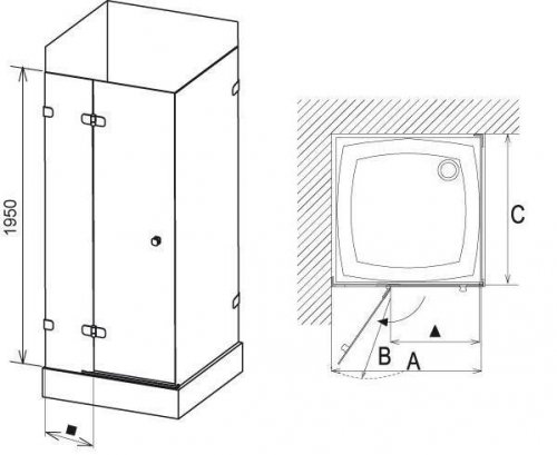 Sprchové dveře dvojdílné s pevnou stěnou BSDPS-100/100 L Ravak BRILLIANT, neobsahuje B-Set, chrom preview