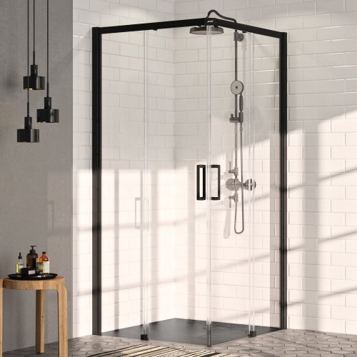Sprchové posuvné dveře 110x200 cm Hüppe CLASSICS 2 EasyEntry, pravá část, černá mat, sklo čiré preview