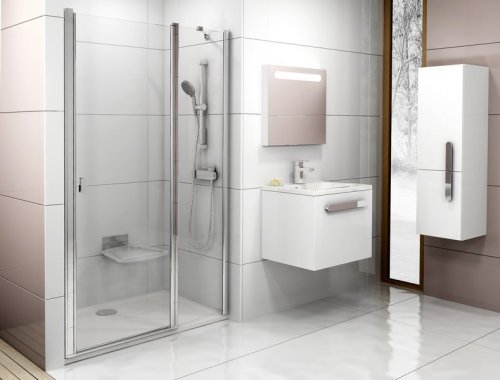 Sprchové dveře dvoudílné CSD2-110 s pevnou stěnou Transparent Ravak CHROME, satin preview