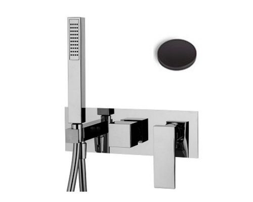 Sprchový podomítkový set Fima ZETA, přepínač pro ruční a hlavovou sprchu, černá mat