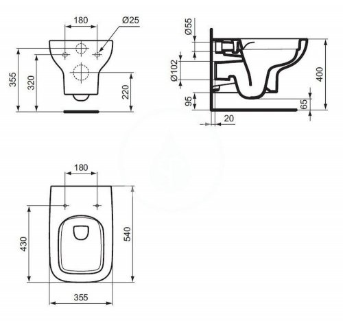 WC závěsné 545x360 mm Ideal Standard I.LIFE A RL+, bílá preview